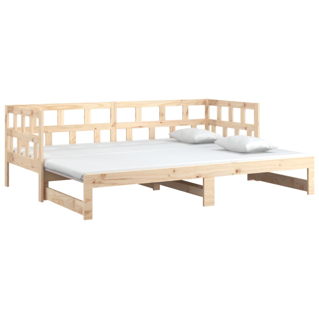 Pull-out Day Bed without Mattress Solid Wood Pine 2x(90x190) cm