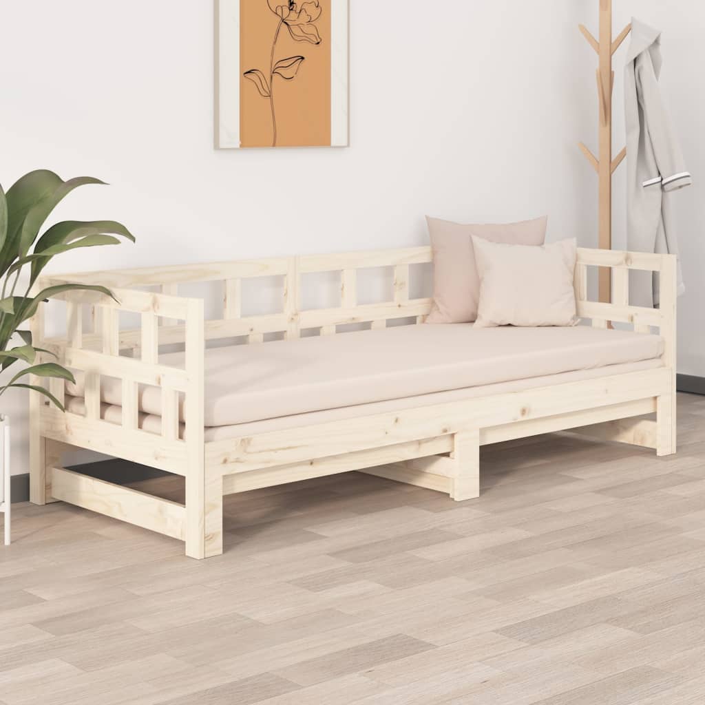 Pull-out Day Bed without Mattress Solid Wood Pine 2x(90x190) cm