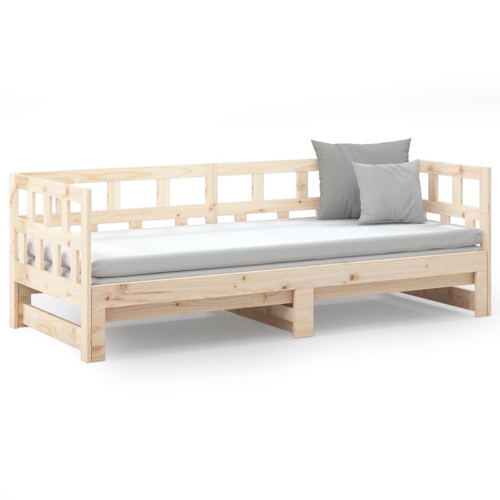Pull-out Day Bed without Mattress Solid Wood Pine 2x(90x190) cm
