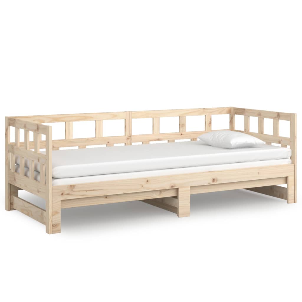 Pull-out Day Bed without Mattress Solid Wood Pine 2x(90x190) cm