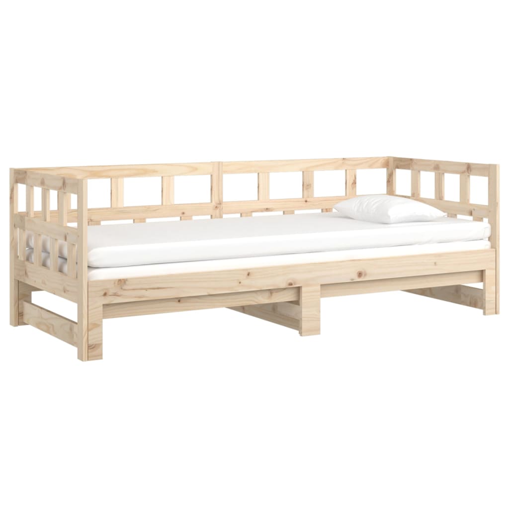 Pull-out Day Bed without Mattress Solid Wood Pine 2x(90x190) cm