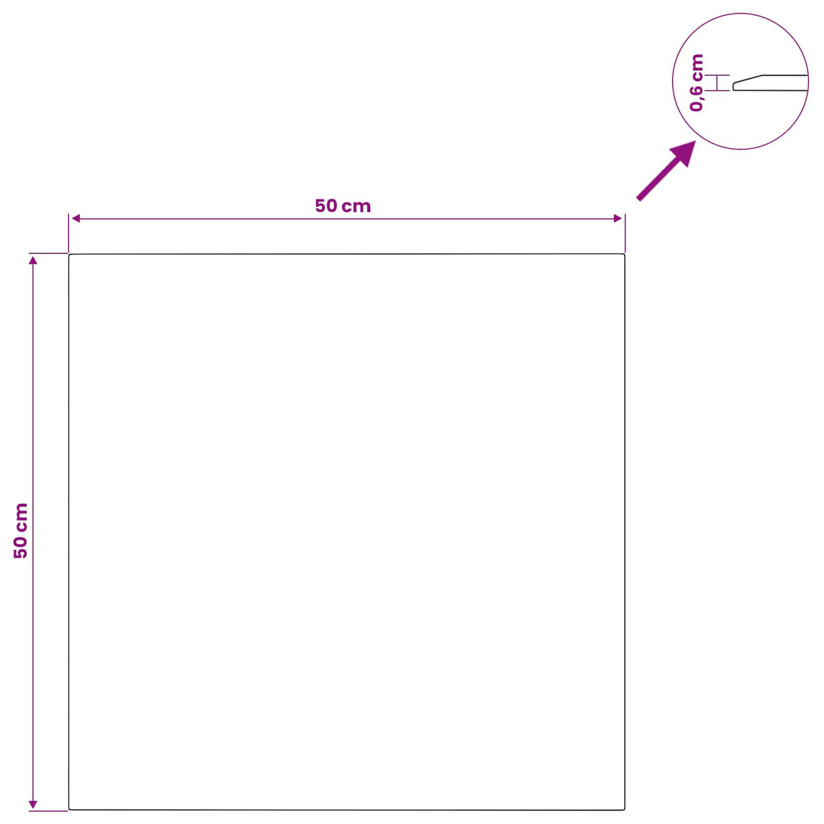 Table Top Transparent 50x50 cm Tempered Glass