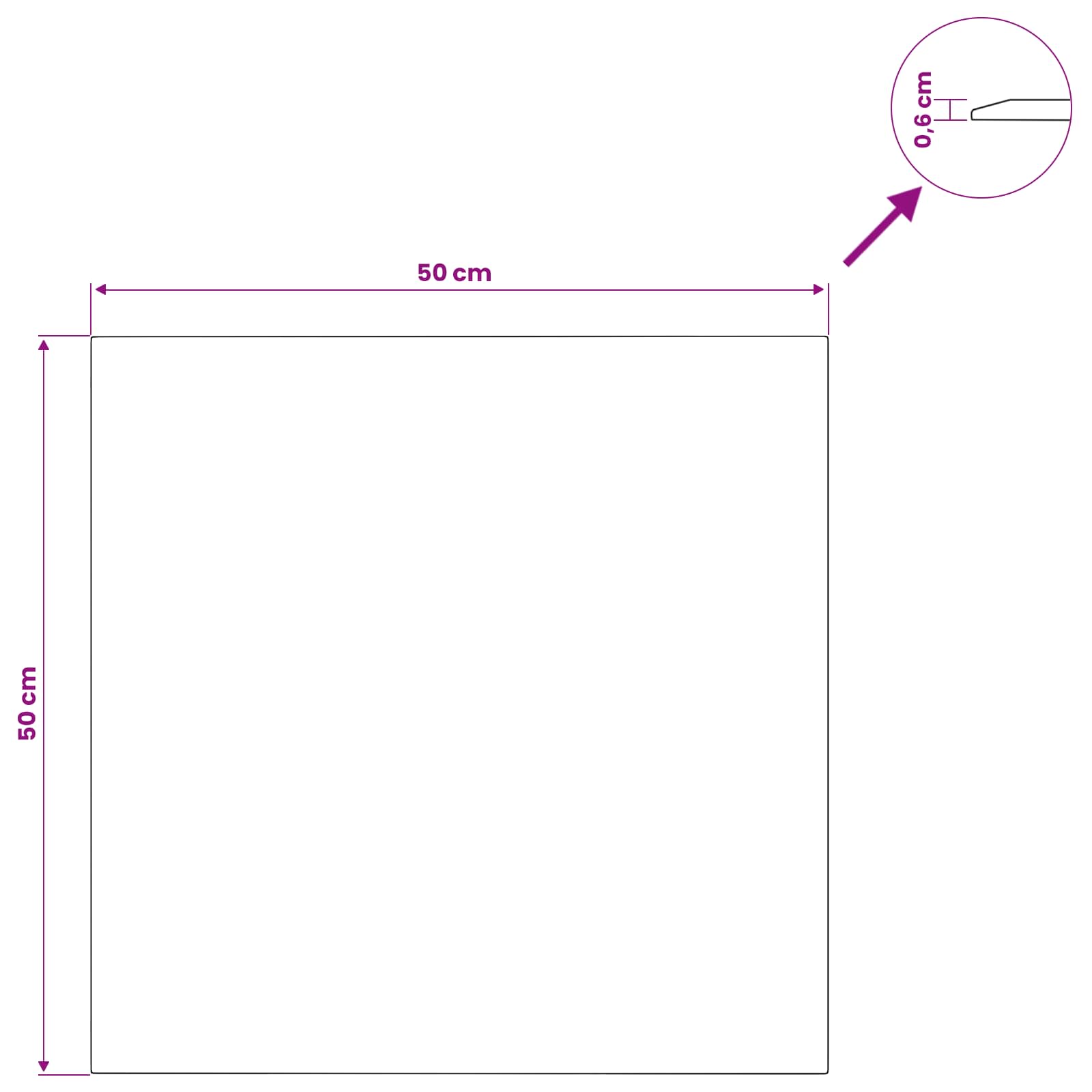 Table Top Transparent 50x50 cm Tempered Glass