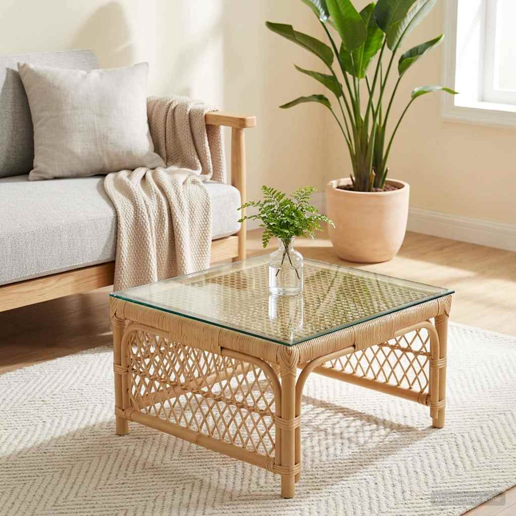 Table Top Transparent 60x60 cm Tempered Glass