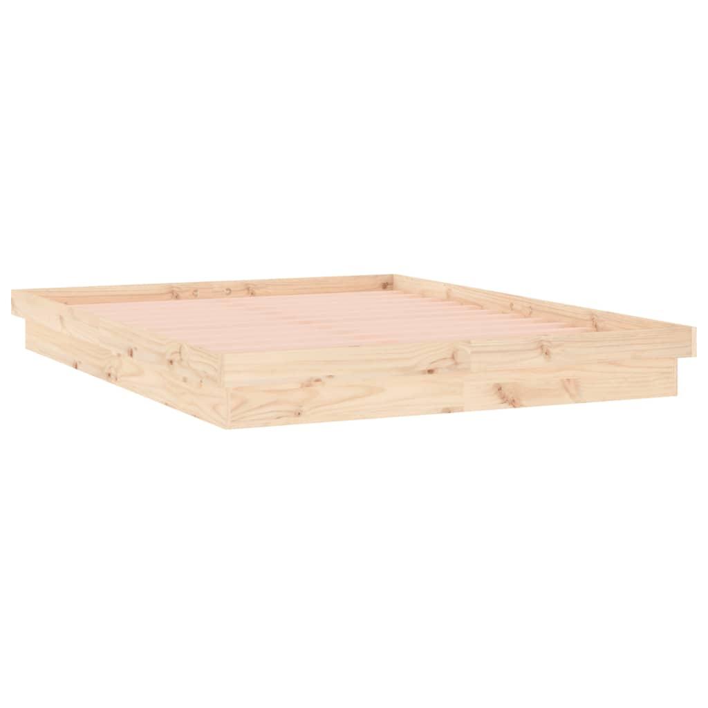 LED Bed Frame without Mattress 150x200 cm Solid Wood