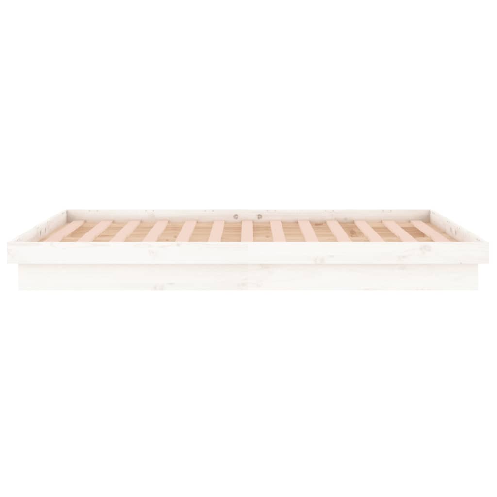 LED Bed Frame without Mattress White 183x203 cm King Solid Wood