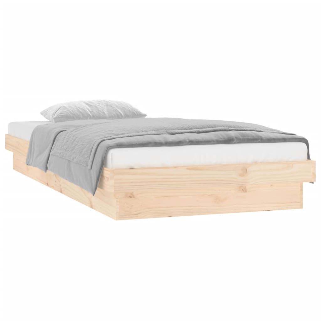 LED Bed Frame without Mattress 90x190 cm Solid Wood