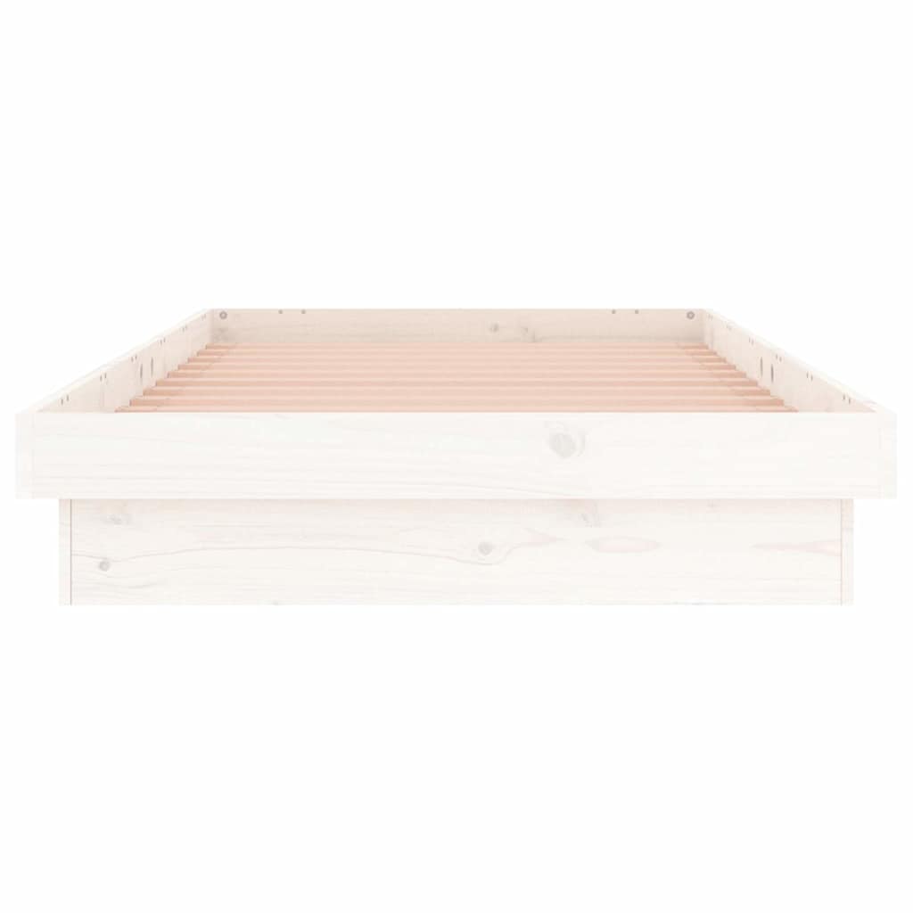 LED Bed Frame without Mattress White 90x190 cm Solid Wood