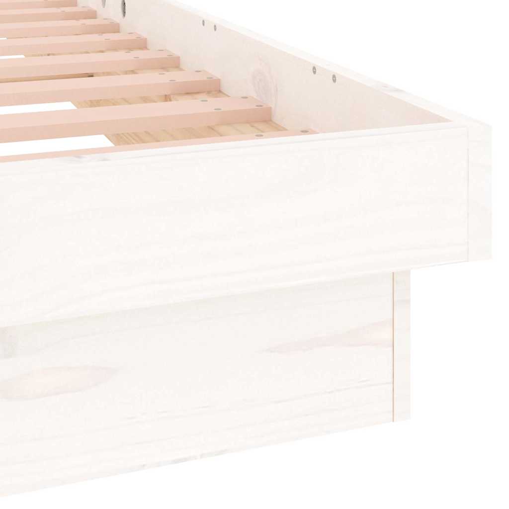 LED Bed Frame without Mattress White 90x190 cm Solid Wood