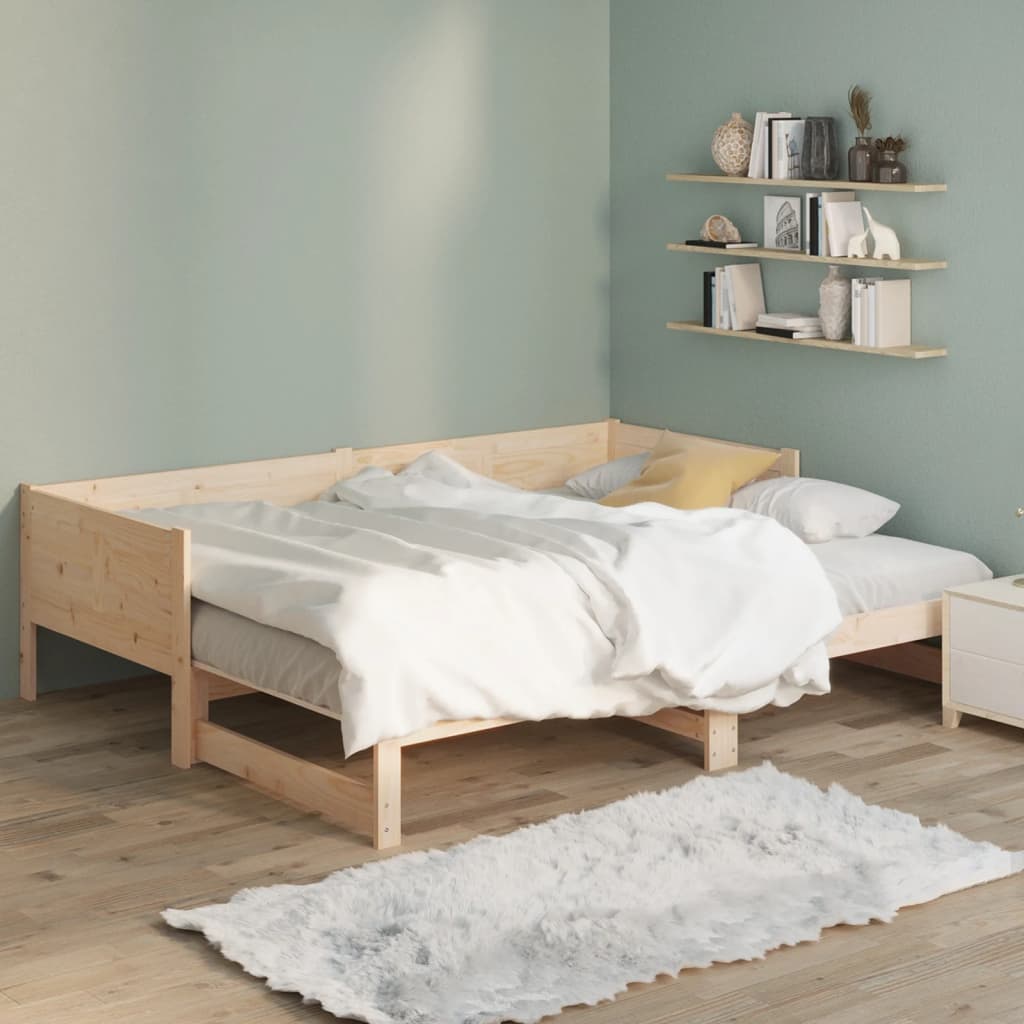 Pull-out Day Bed without Mattress Solid Wood Pine 2x(90x190) cm