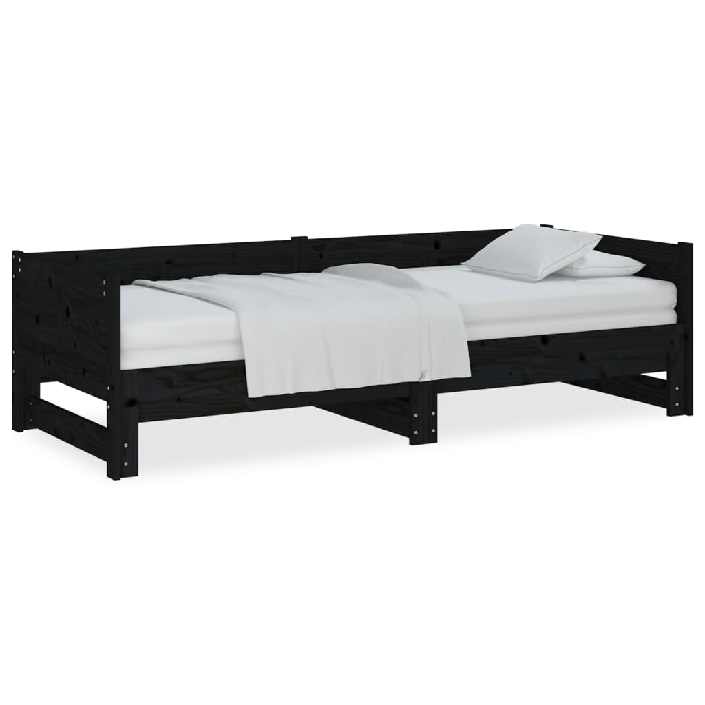 Pull-out Day Bed without Mattress Black 2x(90x190) cm