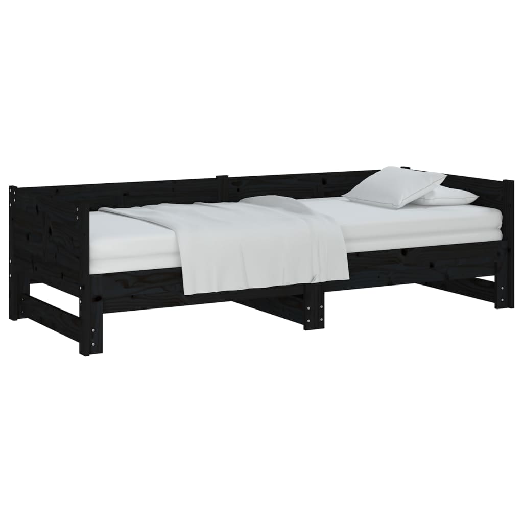 Pull-out Day Bed without Mattress Black 2x(90x190) cm