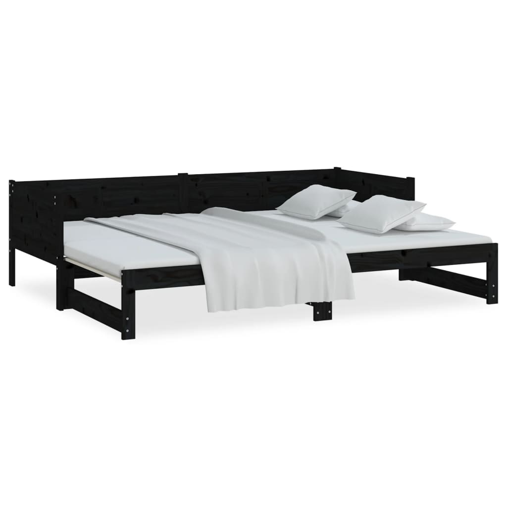 Pull-out Day Bed without Mattress Black 2x(90x190) cm