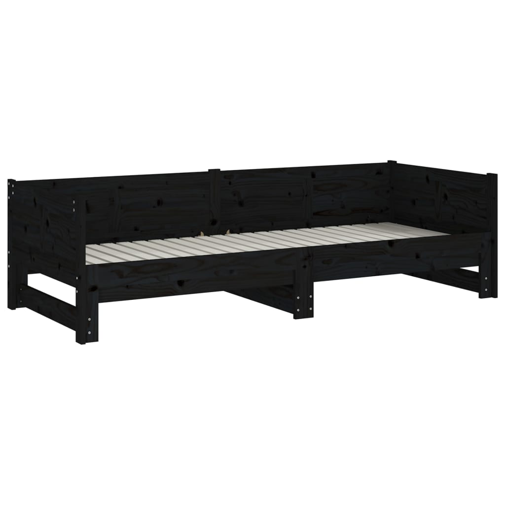 Pull-out Day Bed without Mattress Black 2x(90x190) cm