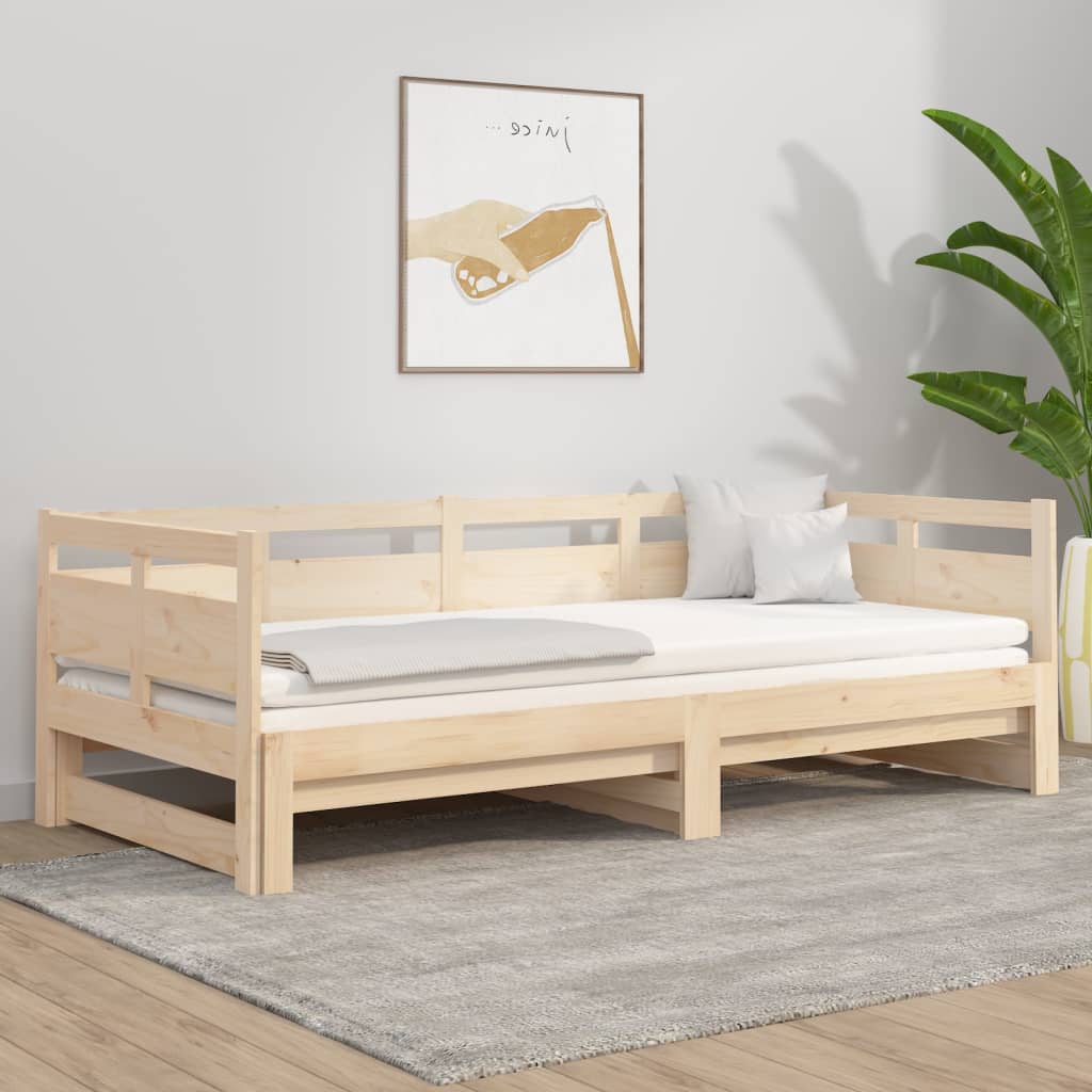 Pull-out Day Bed without Mattress Solid Wood Pine 2x(90x190) cm