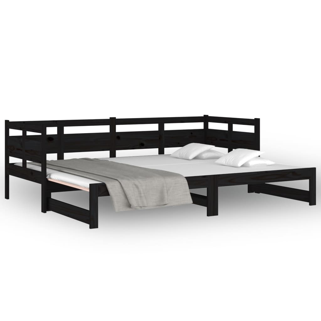 Pull-out Day Bed without Mattress Black 2x(90x190) cm