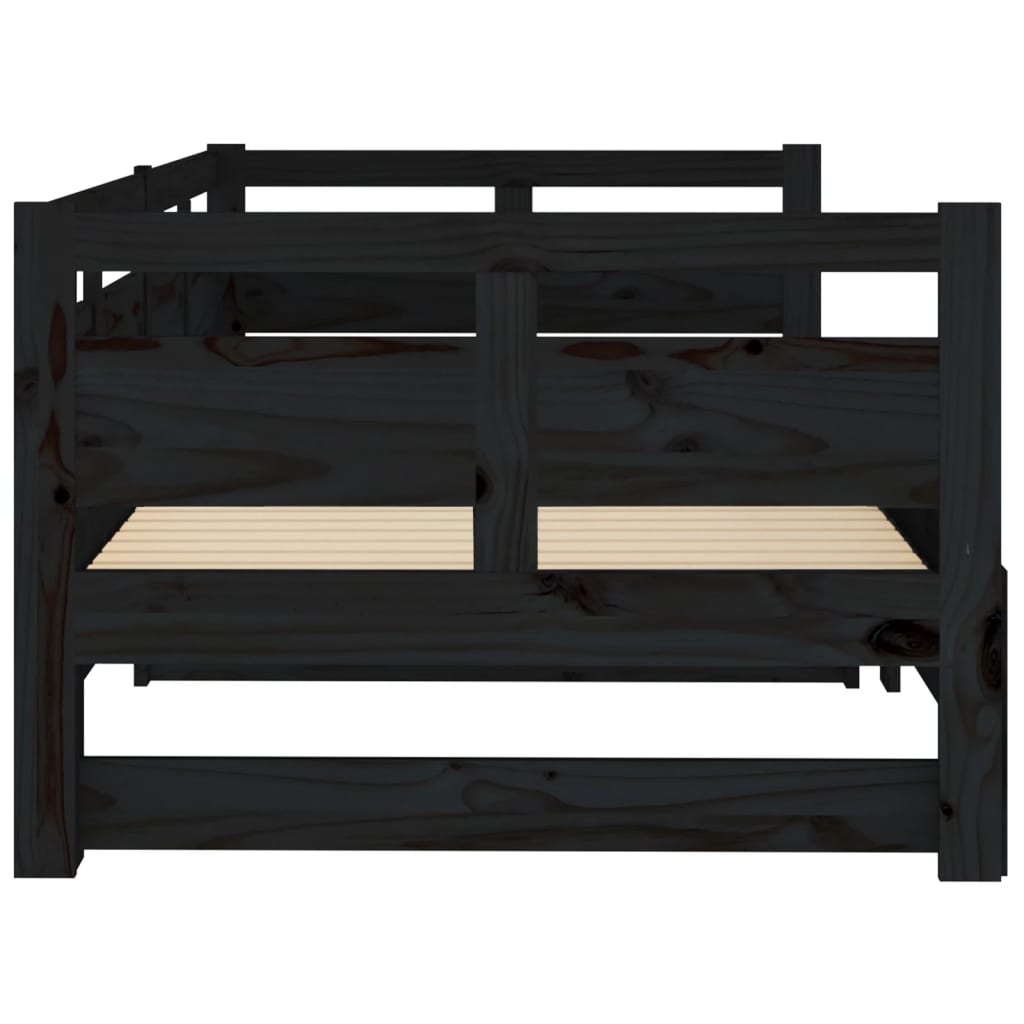 Pull-out Day Bed without Mattress Black 2x(90x190) cm