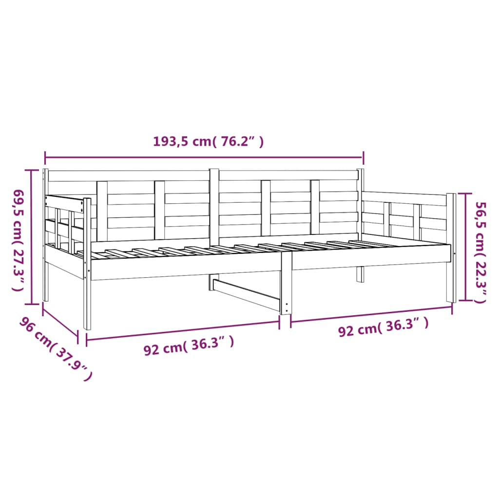 Day Bed without Mattress Solid Wood Pine 90x190 cm