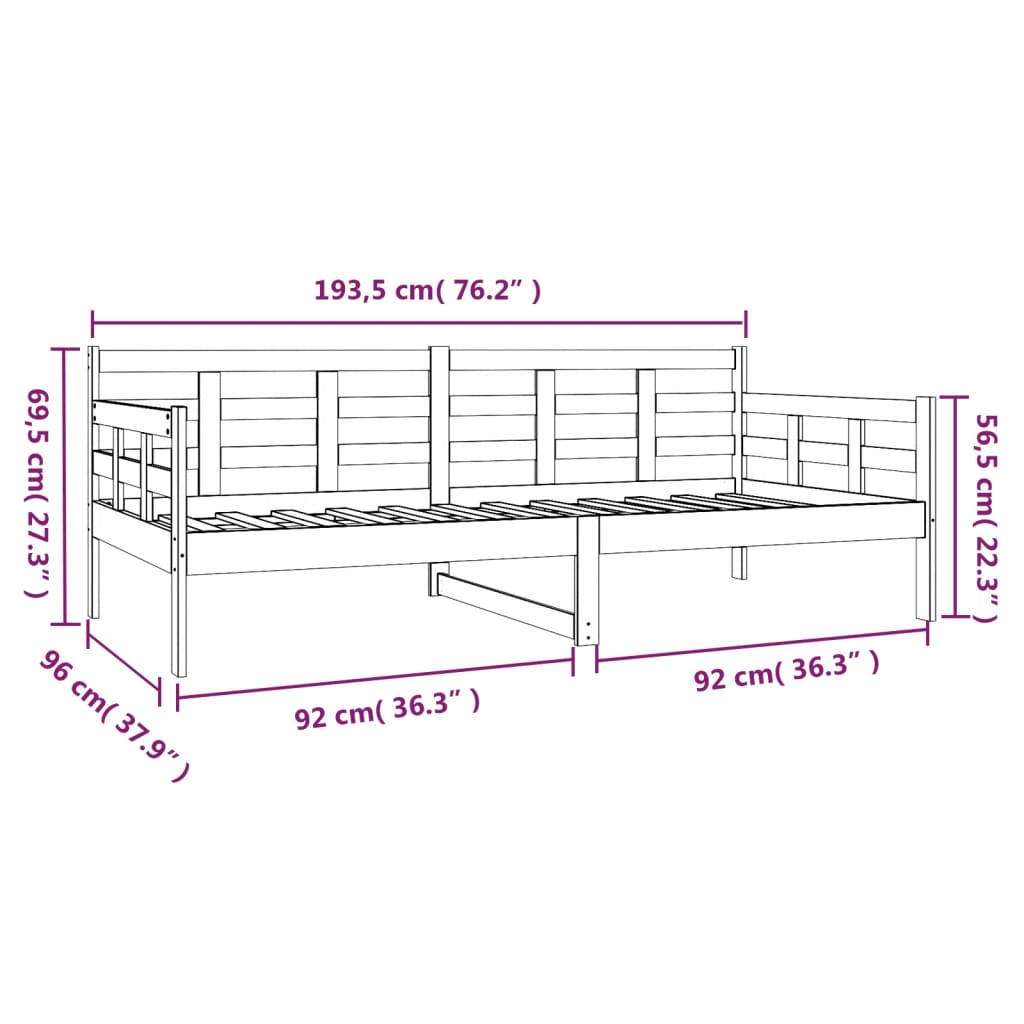 Day Bed without Mattress White Solid Wood Pine 90x190 cm