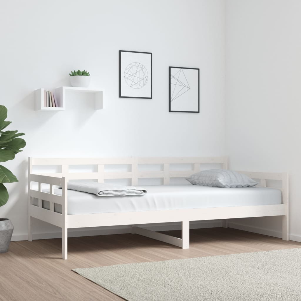 Day Bed without Mattress White Solid Wood Pine 90x190 cm