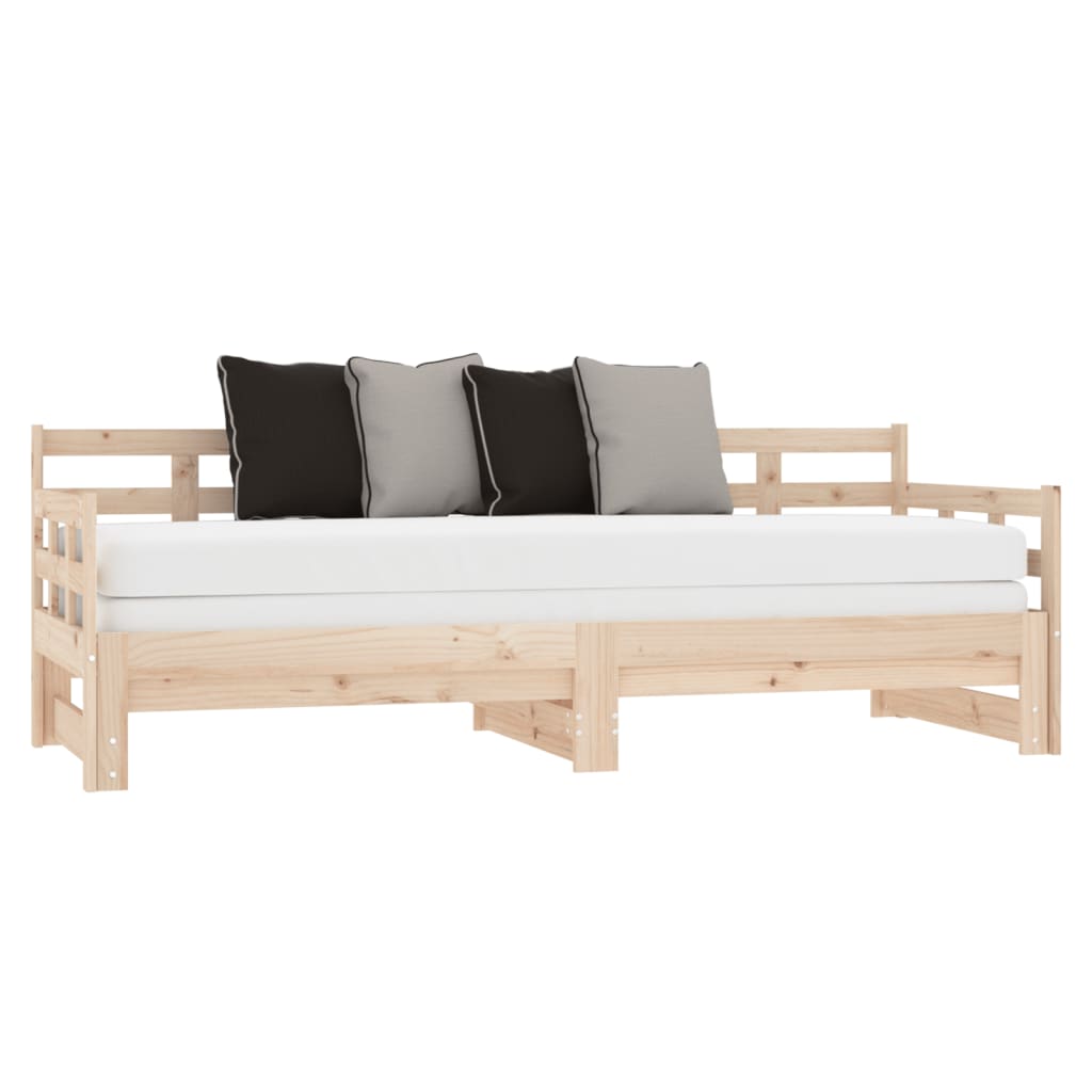 Pull-out Day Bed without Mattress Solid Wood Pine 2x(90x190) cm