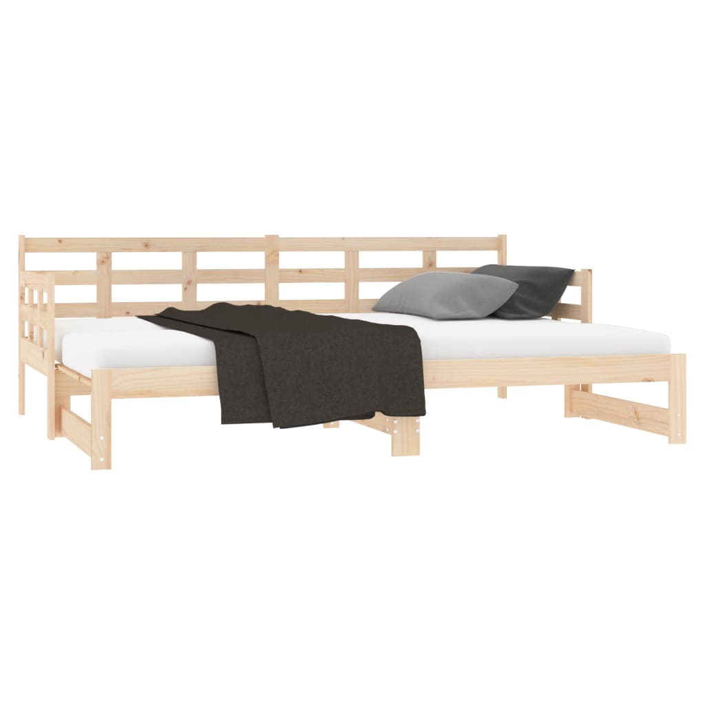 Pull-out Day Bed without Mattress Solid Wood Pine 2x(90x190) cm