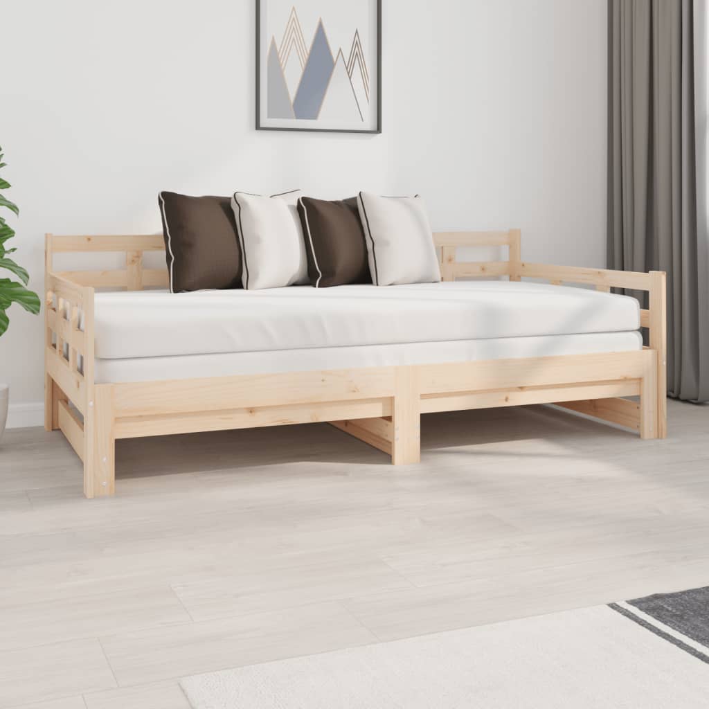 Pull-out Day Bed without Mattress Solid Wood Pine 2x(90x190) cm