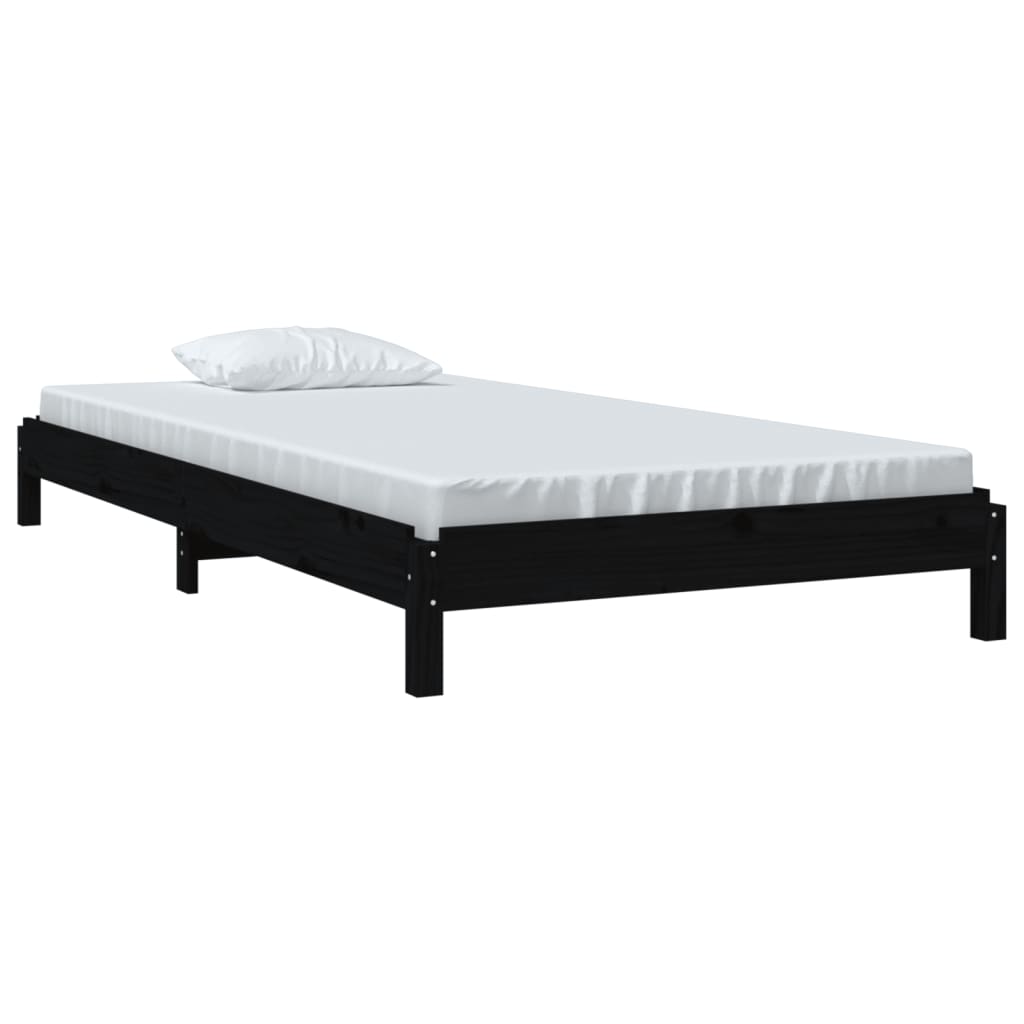 Stack Bed without Mattress Black 90x190 cm Solid Wood Pine