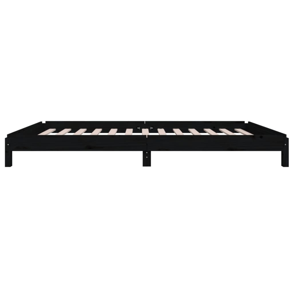 Stack Bed without Mattress Black 90x190 cm Solid Wood Pine