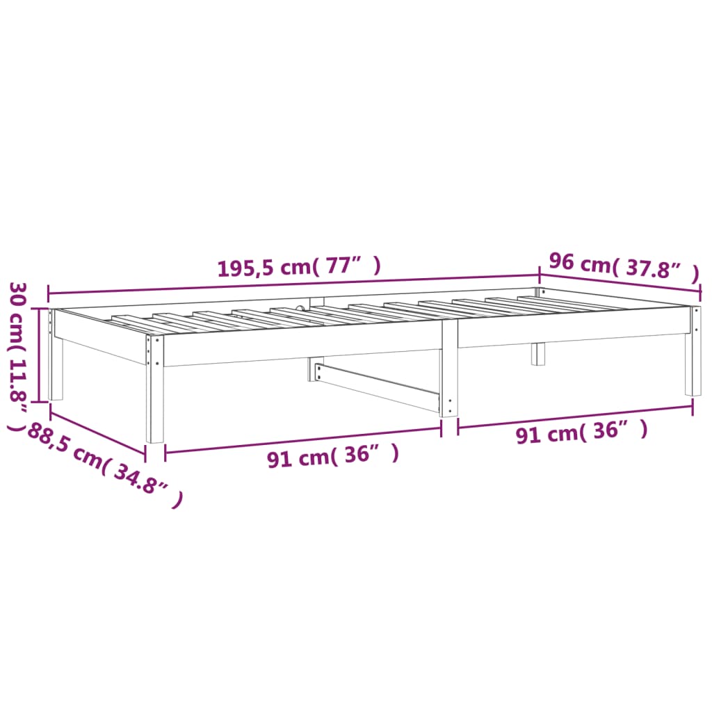 Day Bed without Mattress 90x190 cm Solid Wood Pine