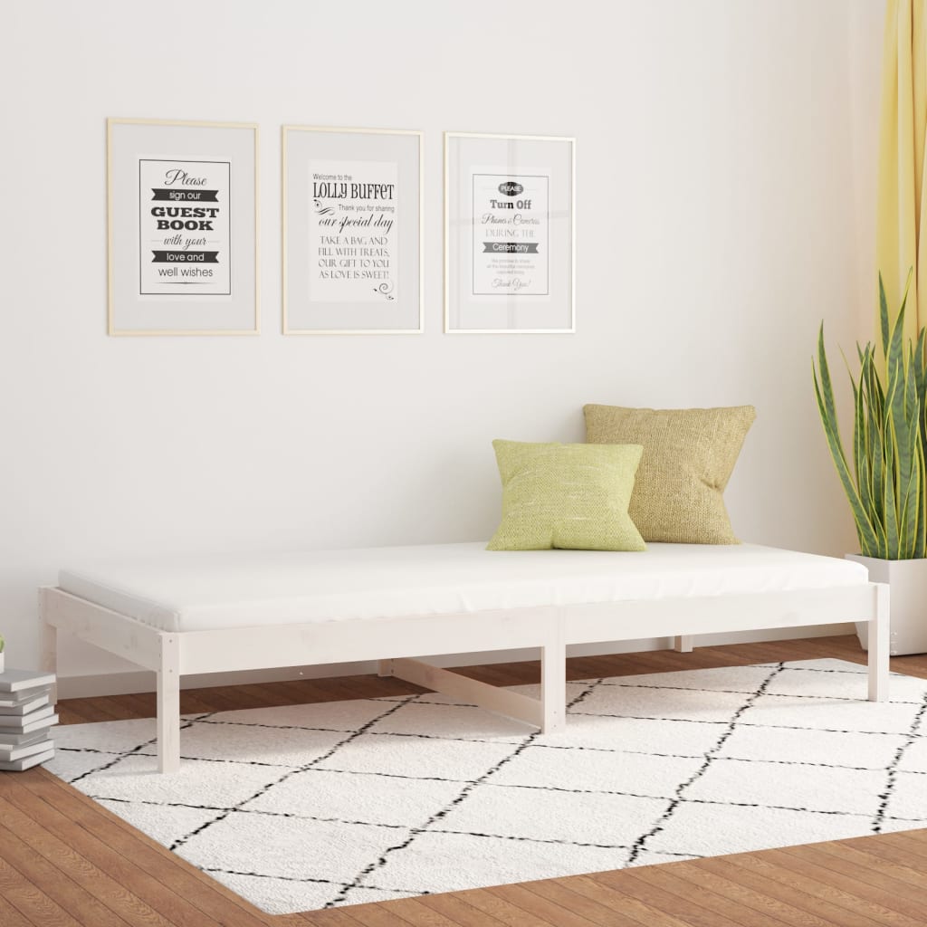 Day Bed without Mattress White 90x190 cm Solid Wood Pine