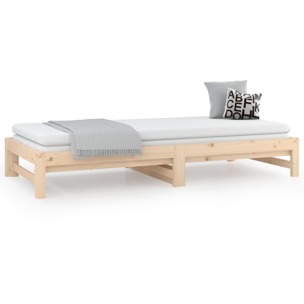 Pull-out Day Bed without Mattress 2x(90x190) cm Solid Wood Pine