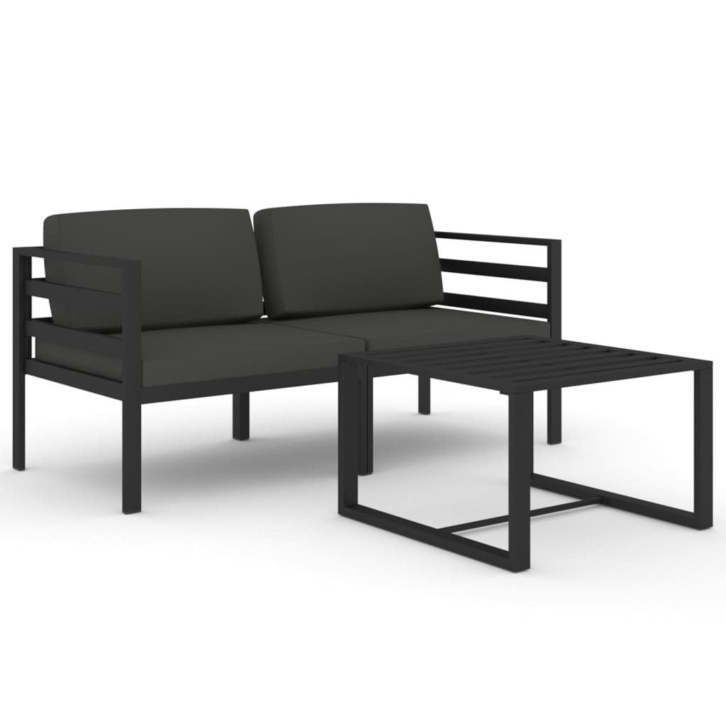 3 Piece Garden Lounge Set with Cushions Aluminium Anthracite