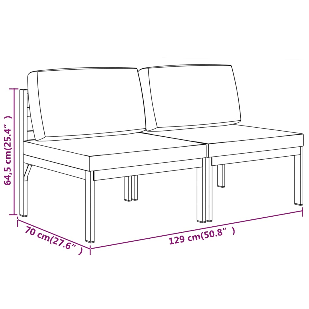 2-Seater Garden Sofa with Cushions Aluminium Anthracite