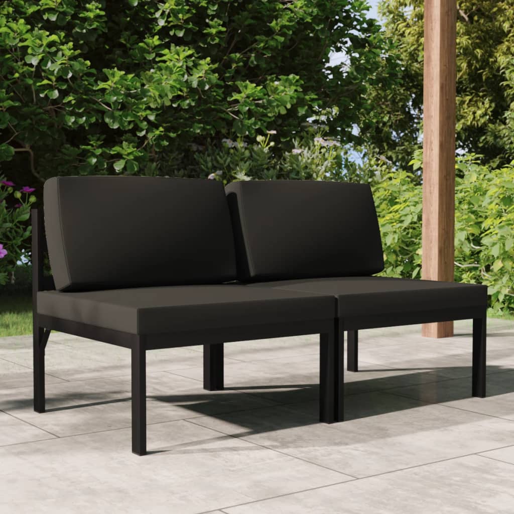 2-Seater Garden Sofa with Cushions Aluminium Anthracite