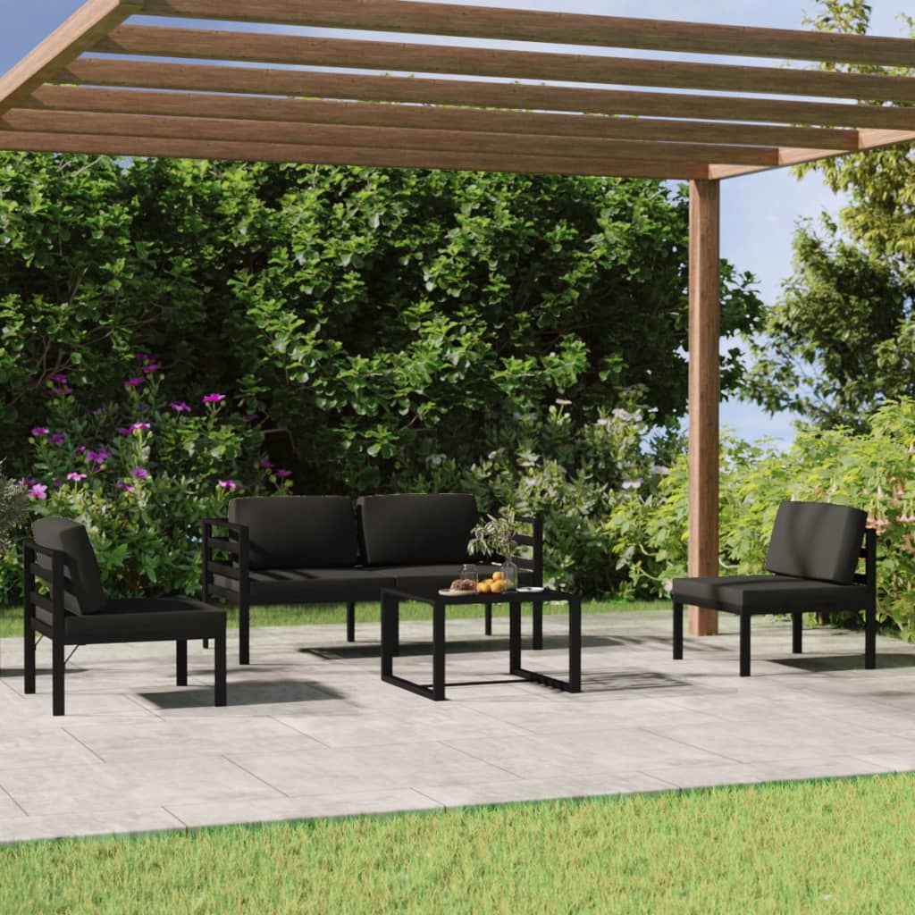 5 Piece Garden Lounge Set with Cushions Aluminium Anthracite