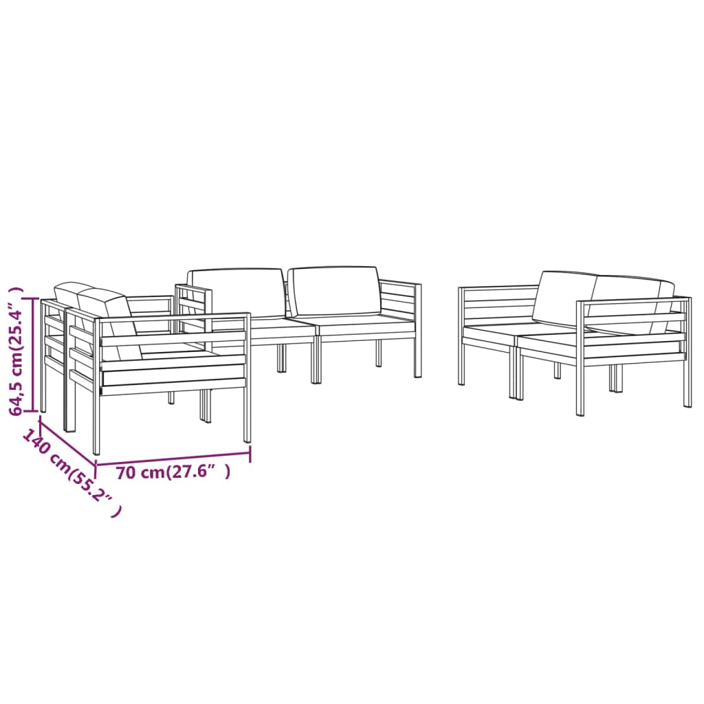 6 Piece Garden Lounge Set with Cushions Aluminium Anthracite