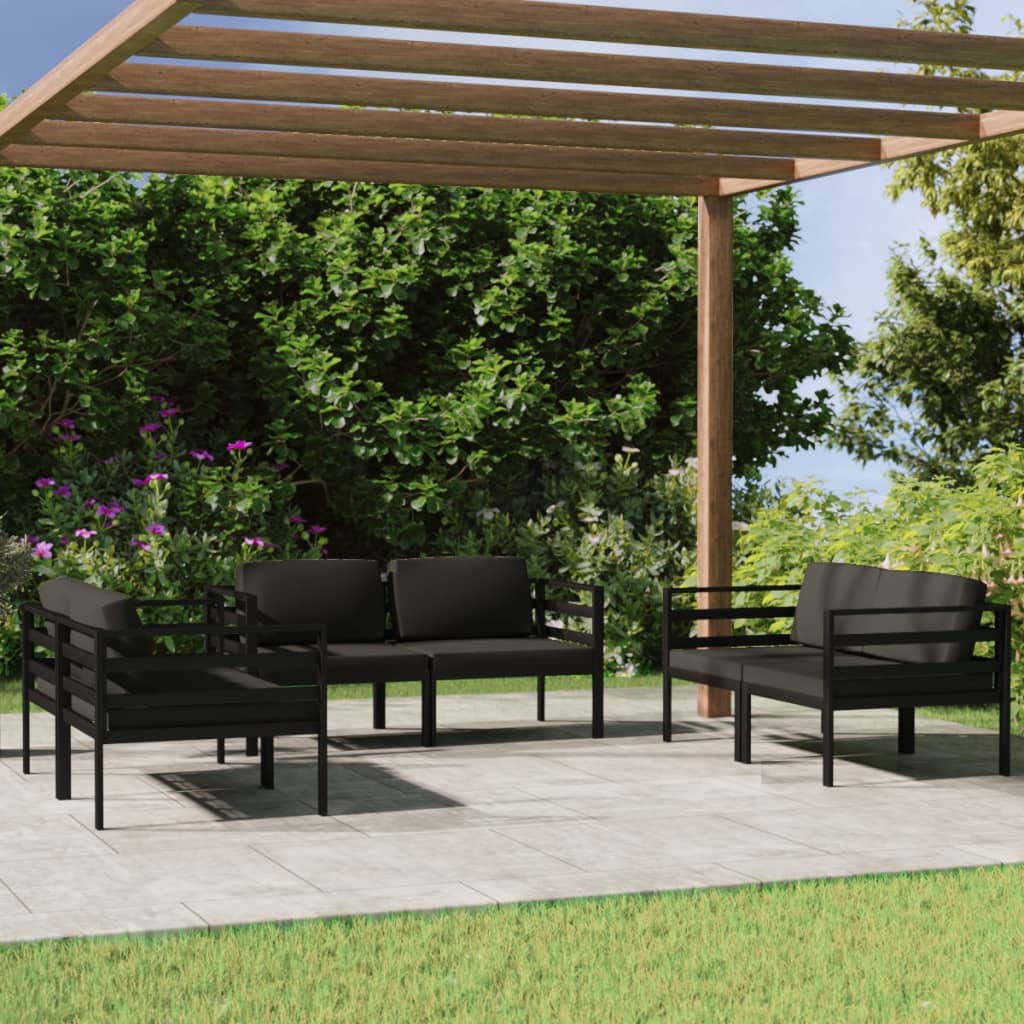 6 Piece Garden Lounge Set with Cushions Aluminium Anthracite