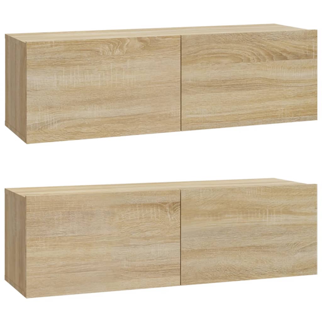Wall TV Cabinets 2 pcs Sonoma Oak 100x30x30 cm Engineered Wood