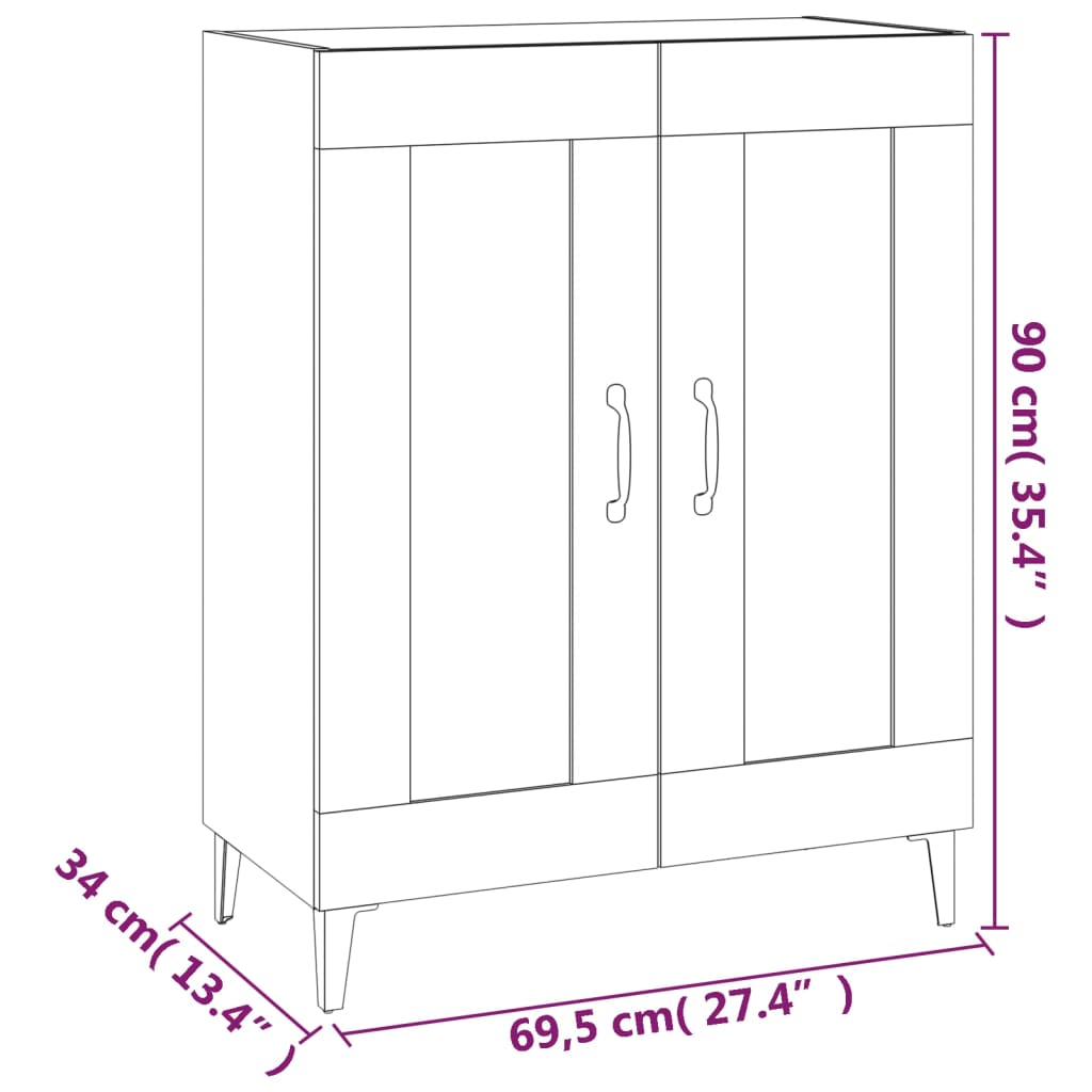 Sideboard Black 69.5x34x90 cm Engineered Wood