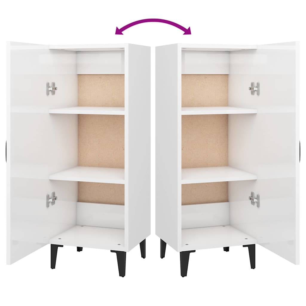 Sideboard High Gloss White 34.5x34x90 cm Engineered Wood