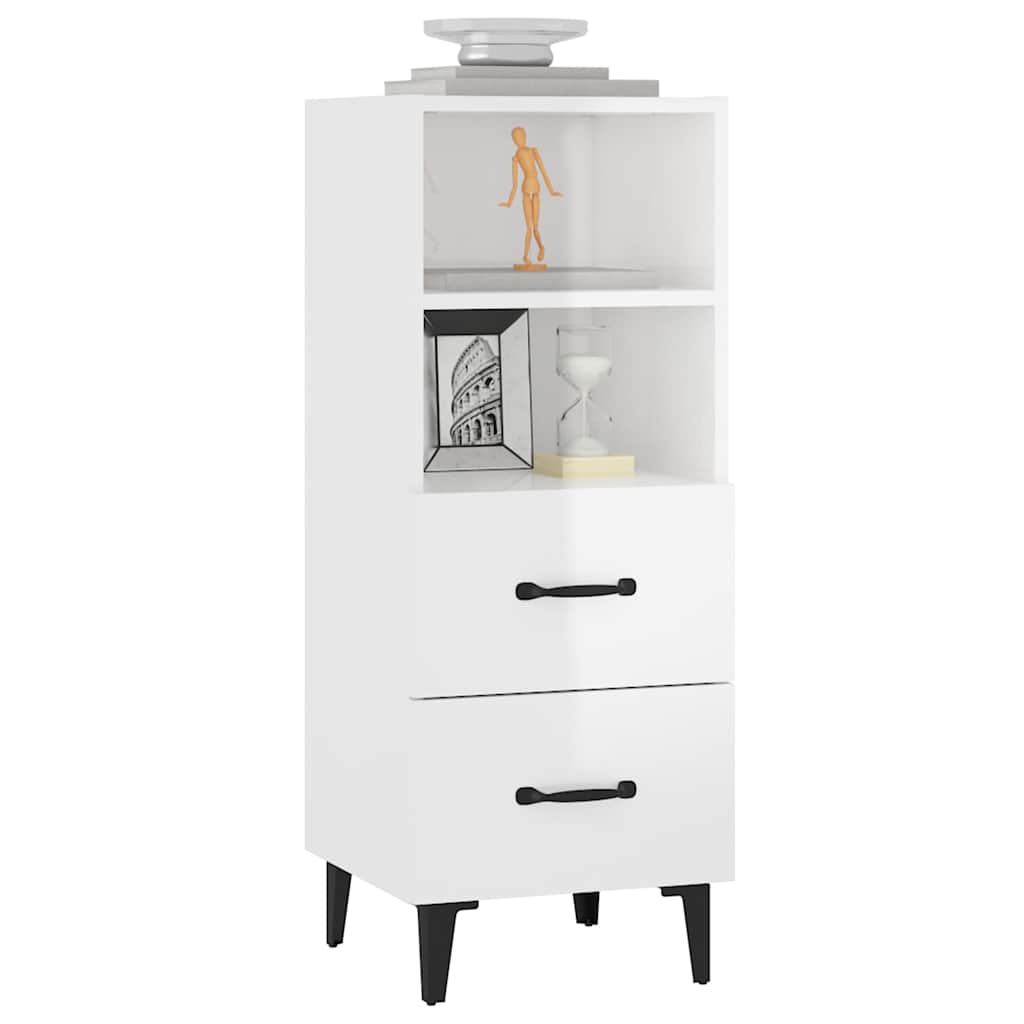 Sideboard High Gloss White 34.5x34x90 cm Engineered Wood