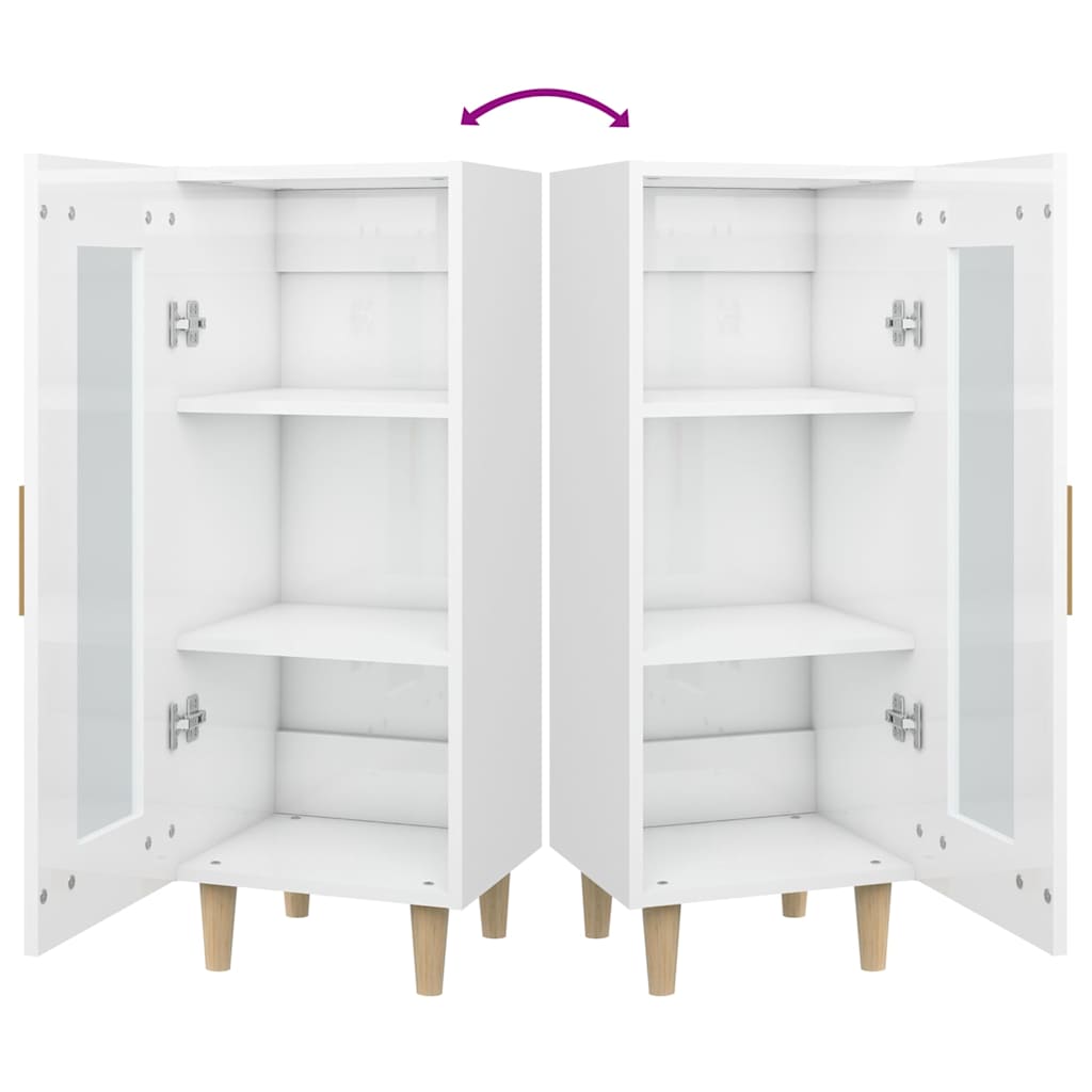 Sideboard High Gloss White 34.5x34x90 cm Engineered Wood