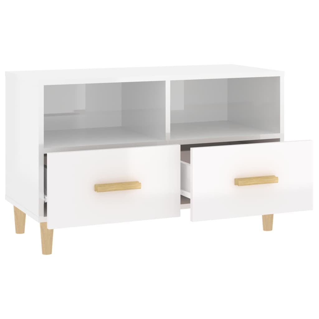 TV Cabinet High Gloss White 80x36x50 cm Engineered Wood