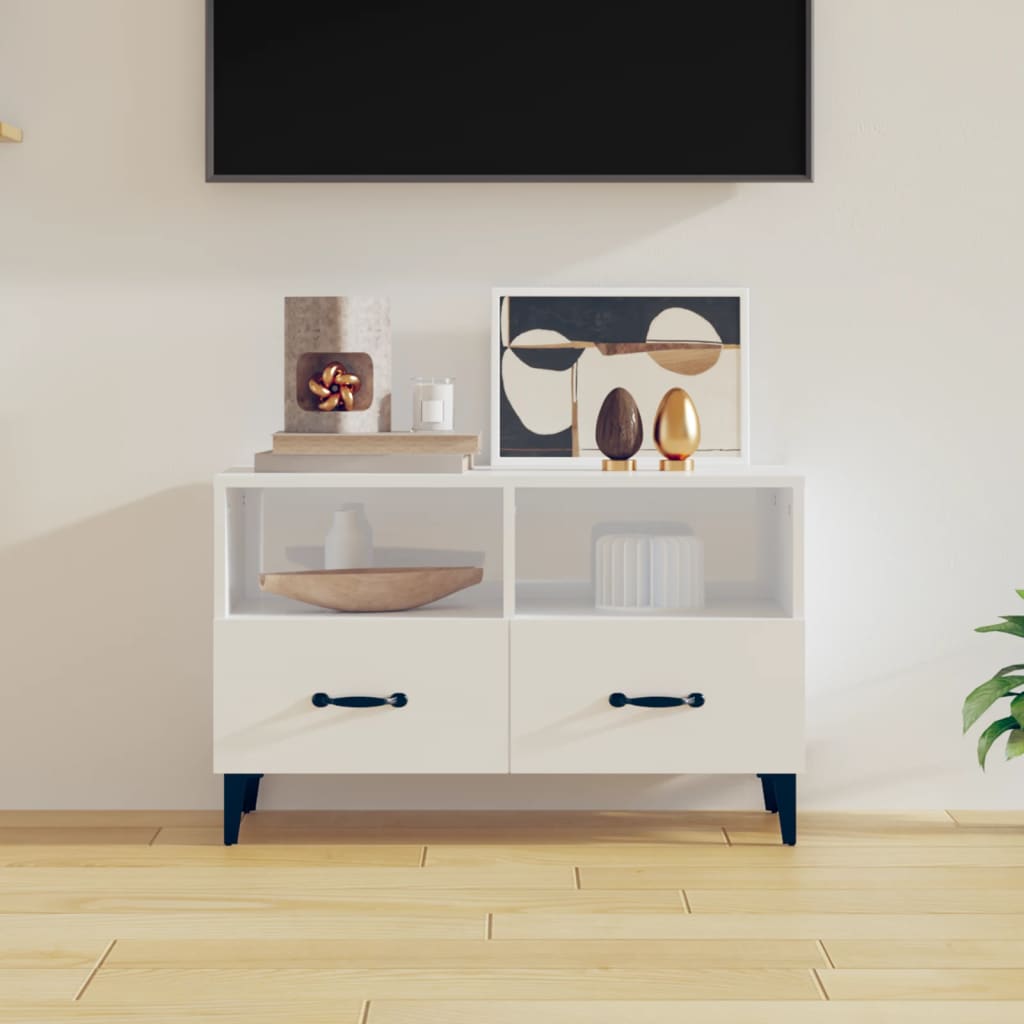 TV Cabinet High Gloss White 80x36x50 cm Engineered Wood