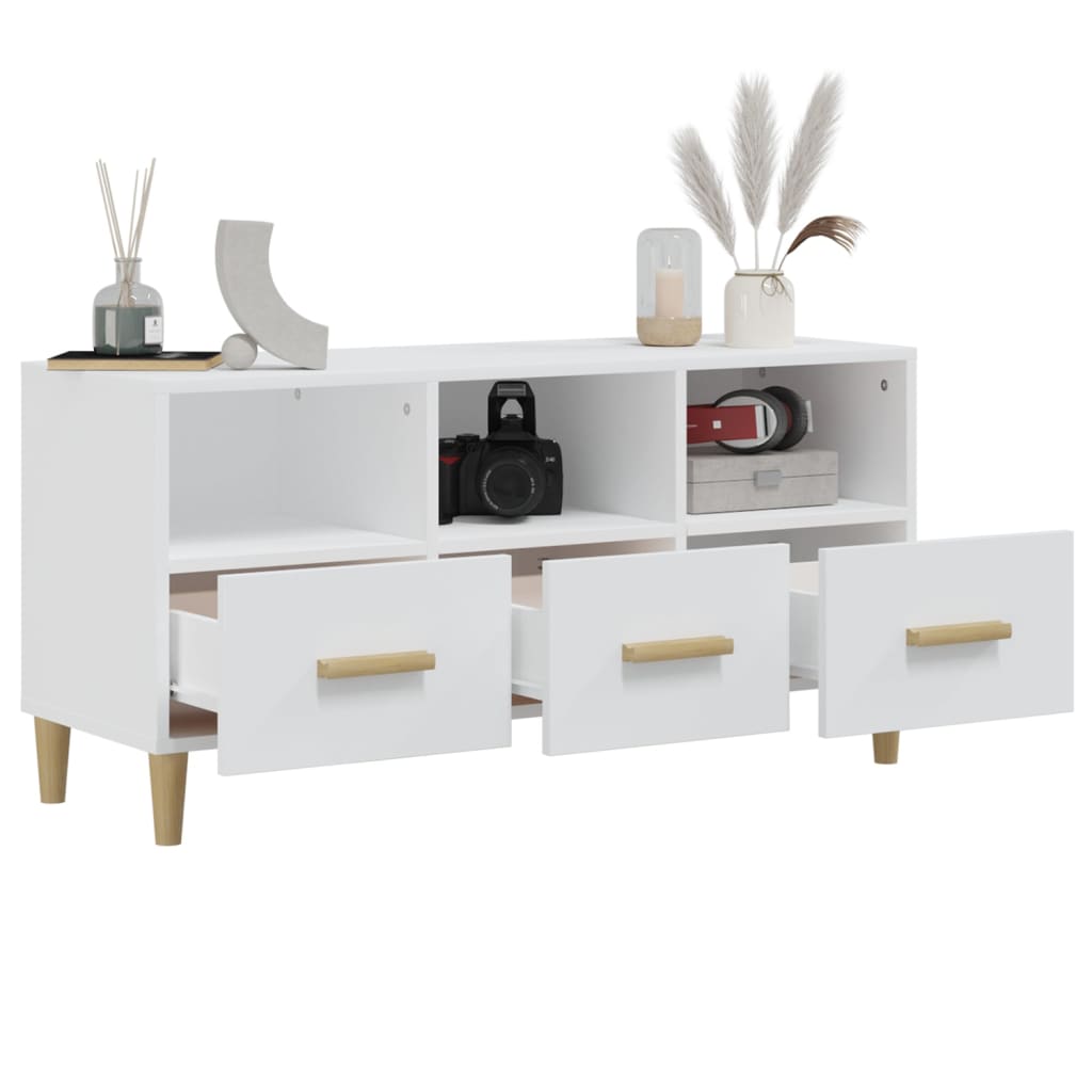 TV Cabinet High Gloss White 102x36x50 cm Engineered Wood