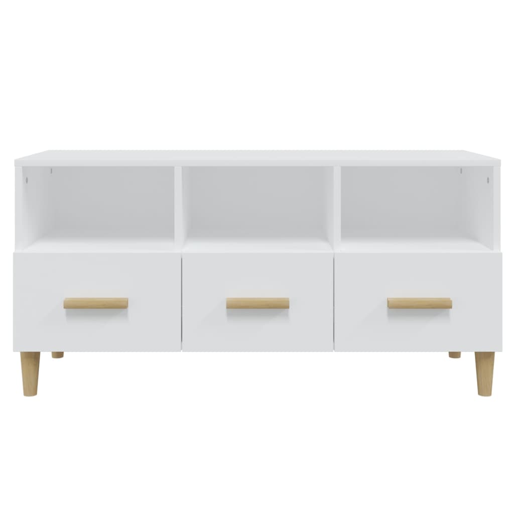 TV Cabinet High Gloss White 102x36x50 cm Engineered Wood