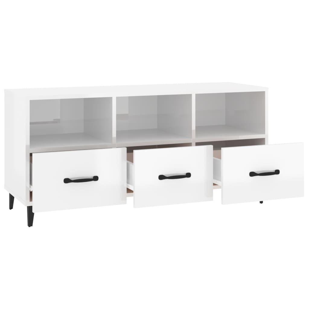 TV Cabinet High Gloss White 102x35x50 cm Engineered Wood