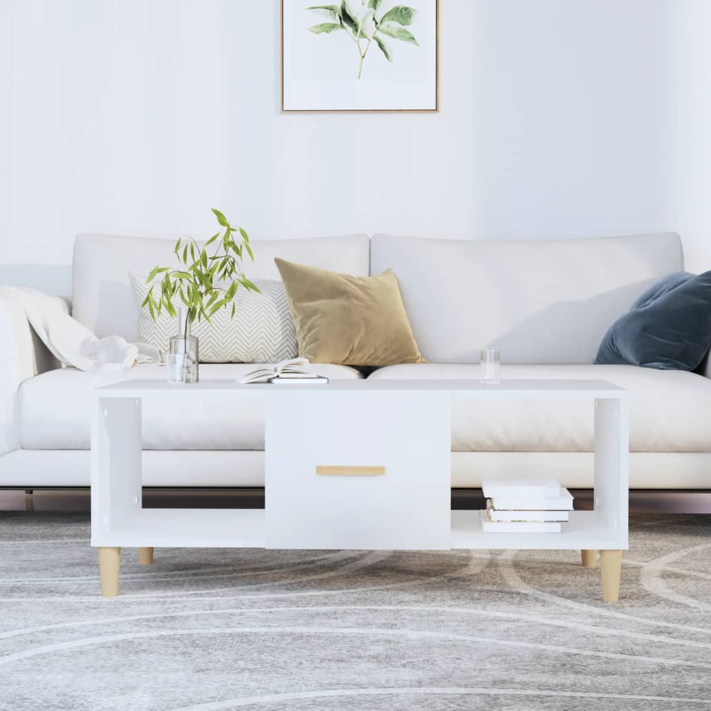 Coffee Table White 102x50x40 cm Engineered Wood