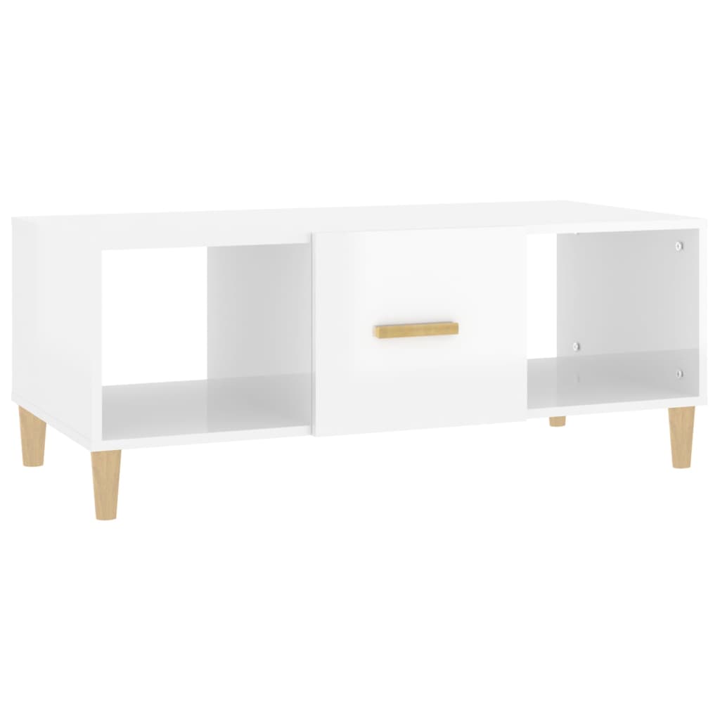 Coffee Table High Gloss White 102x50x40 cm Engineered Wood